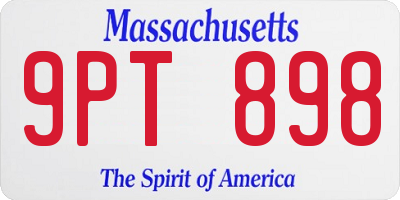 MA license plate 9PT898