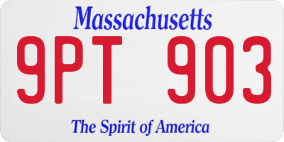 MA license plate 9PT903