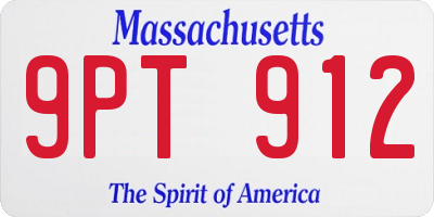 MA license plate 9PT912