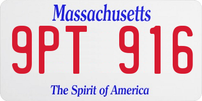 MA license plate 9PT916