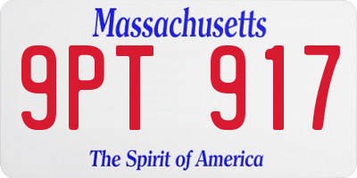 MA license plate 9PT917