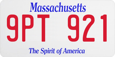 MA license plate 9PT921