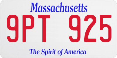 MA license plate 9PT925