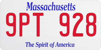 MA license plate 9PT928