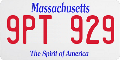 MA license plate 9PT929