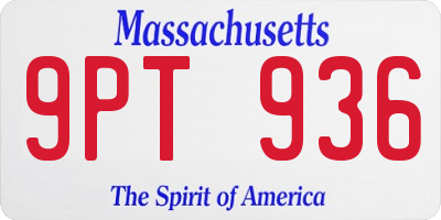 MA license plate 9PT936