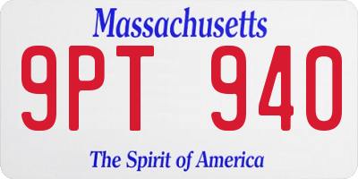 MA license plate 9PT940