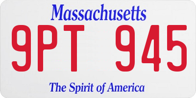 MA license plate 9PT945