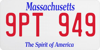 MA license plate 9PT949