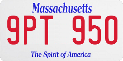 MA license plate 9PT950