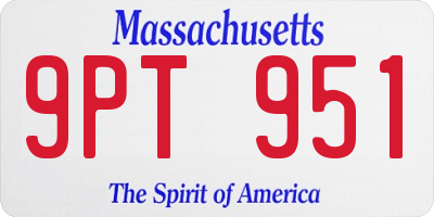 MA license plate 9PT951