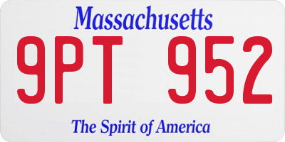 MA license plate 9PT952