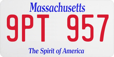 MA license plate 9PT957