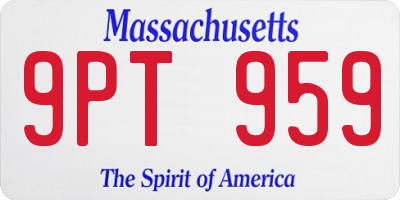 MA license plate 9PT959