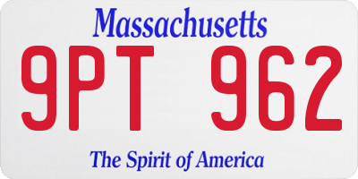MA license plate 9PT962