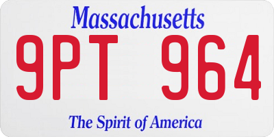 MA license plate 9PT964