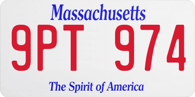 MA license plate 9PT974