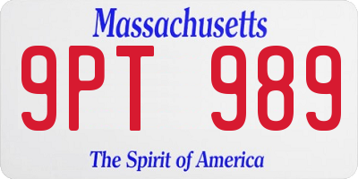 MA license plate 9PT989