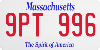 MA license plate 9PT996