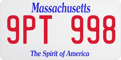 MA license plate 9PT998