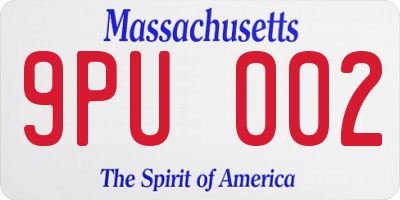 MA license plate 9PU002