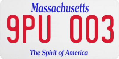 MA license plate 9PU003