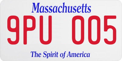 MA license plate 9PU005