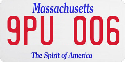 MA license plate 9PU006