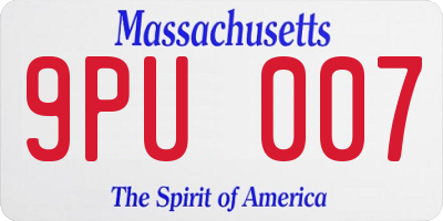 MA license plate 9PU007
