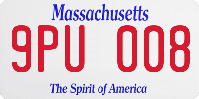 MA license plate 9PU008