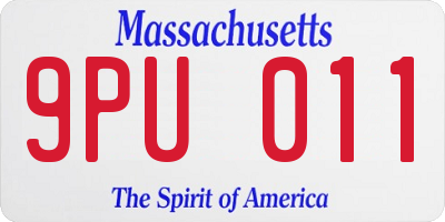 MA license plate 9PU011