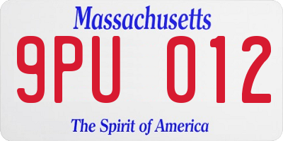 MA license plate 9PU012