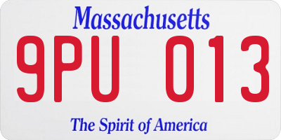 MA license plate 9PU013