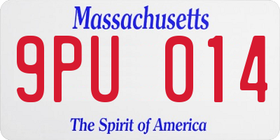 MA license plate 9PU014