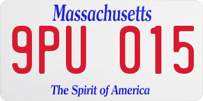 MA license plate 9PU015
