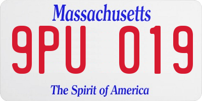 MA license plate 9PU019
