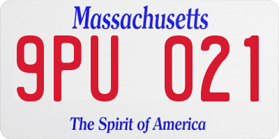 MA license plate 9PU021