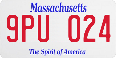 MA license plate 9PU024