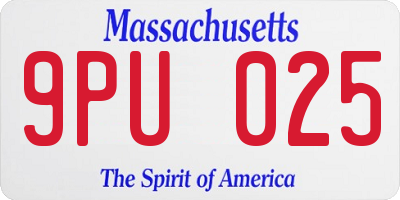 MA license plate 9PU025