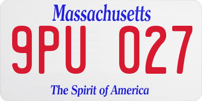 MA license plate 9PU027