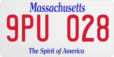 MA license plate 9PU028