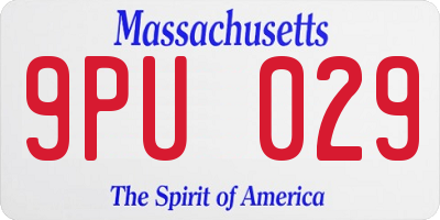 MA license plate 9PU029