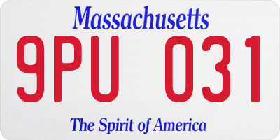 MA license plate 9PU031