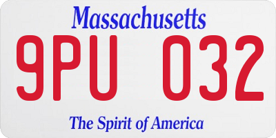 MA license plate 9PU032