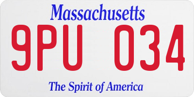MA license plate 9PU034