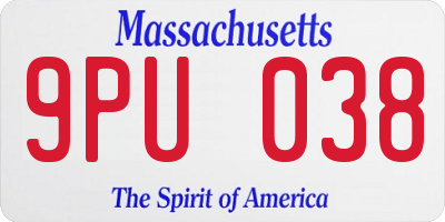 MA license plate 9PU038