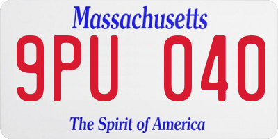 MA license plate 9PU040