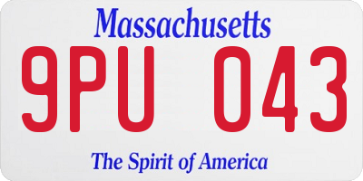 MA license plate 9PU043