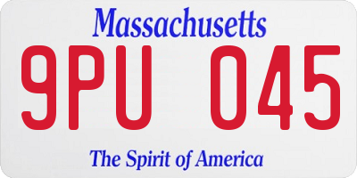 MA license plate 9PU045