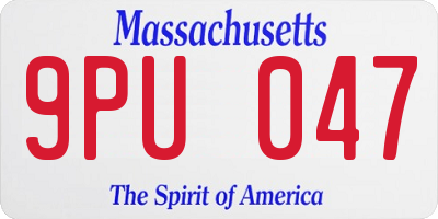 MA license plate 9PU047